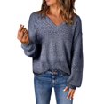 thumbnail image 1 of VISALY V Neck Pullover Sweater Crochet Sweaters Womens Sweaters Casual Long Sleeve V Neck Lightweight Crochet Pullover Sweater Tops Mesh Sweaters Fashion Sweatshirt Plus Size Sweaters Navy L, 1 of 6