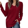 thumbnail image 1 of VISALY V Neck Pullover Sweater Ribbed Long Sleeve Tops Long Sleeve Shirts Casual Fall Tops Lightweight Sweaters Fashion Clothes Casual Sweaters Sweatshirts Loose Fit Hoodie Baggy Sweaters Rd2 L, 1 of 5