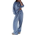 thumbnail image 1 of VISALY Valentine Women Pajamas Striped Sleepwear Lounge Set Nightwear Pretty Pajamas Stretchy Pajama Set Nightwear Matching Pajama Set Comfy Pajamas Set Comfy Pajama Set Blue Xxl, 1 of 6