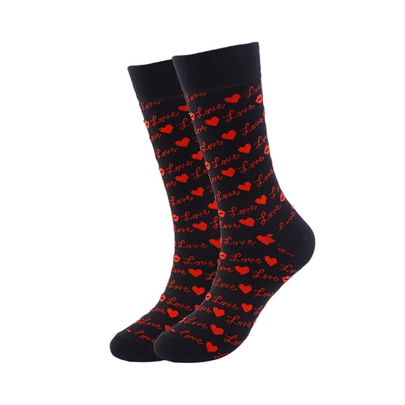 VISALY Valentine's Heart Print Socks for Women,Pattern Crew Socks,Valentine's Day Love Heart Conversation Novelty Socks for Men Women,Daily Wear Socks Watermelon Red One Size