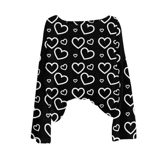 VISALY Valentines Day Sweaters Love Print Heart Sweater Business Casual Sweater Cotton Sweaters Business Casual Sweater Fitted Sweaters Plus Size Sweaters Trendy Sweaters Tunic Sweaters Black M