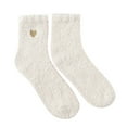 thumbnail image 1 of VISALY Valentines Socks Coral Fleece Heart Crew Sock Fuzzy Warm Slipper Socks for Women Super Soft Cozy Sleeping Socks Fluffy Warm Winter Thickened Tube Socks 1 Pair White One Size, 1 of 4