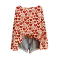 thumbnail image 1 of VISALY Valentines Womens Sweater Heart Sweater with Hearts Patterned Sweater Loose Sweaters Fall Tunic Top Fitted Pullover Sweater Winter Sweater Fall Sweater Soft Sweaters Pullover Sweater Orange L, 1 of 4