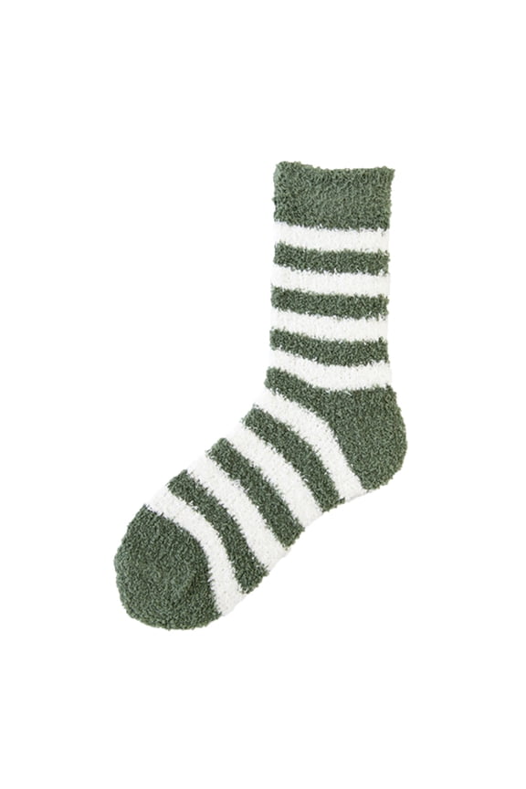 Warm Striped Coral Fleece Socks Soft Fuzzy Socks for Women, Fluffy Socks Women, Casual Calf Socks,Winter Cozy Sock, Warm Slipper Home Sleeping Sock for Womens Gn2 One Size