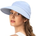 thumbnail image 1 of VISALY Wide Brim Open Top Ponytail Sun Visor Cap Quick Dry Lightweight Uv Protection Adjustable Back Empty Crown Hat Breathable Sport Sun Hat for Golf Running Fishing Beach Outdoor Blue One Size, 1 of 6