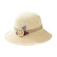 thumbnail image 1 of VISALY Wide Brim Straw Hat Foldable Wide Brim Floppy Hats Vintage Beach Sun Hat Cap Fascinators Bucket Bowler Hat Hiking Hunting Outdoor Fishing Beach Sun Hat Uv Protection Beach Cap Beige One Size, 1 of 3