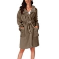 thumbnail image 1 of VISALY Winter Hooded Pajama Set: Plush Thermal Design, Robe-Style Sleepwear Ensemble, #B Brown,S, 1 of 7