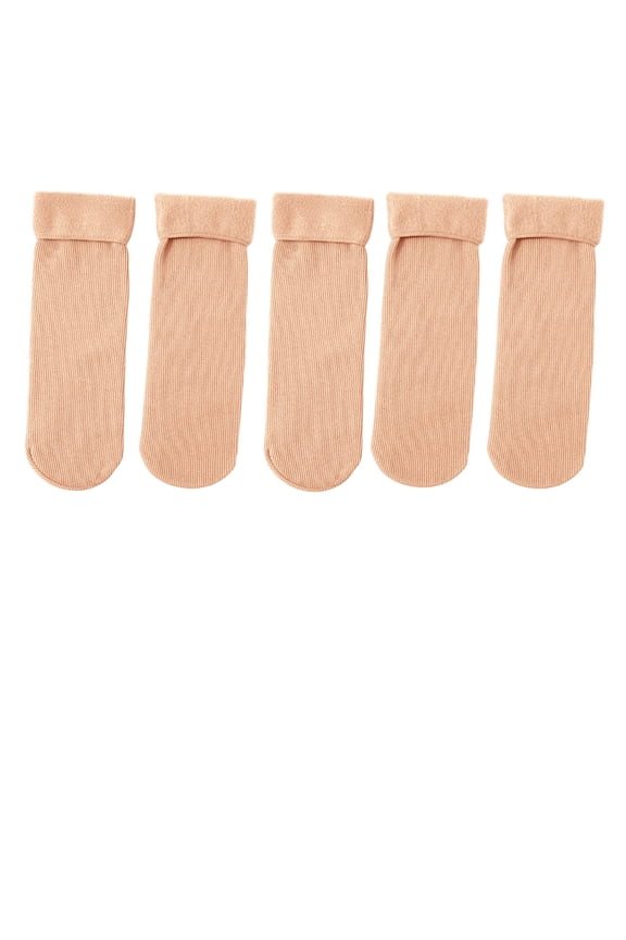 Winter Mid-Calf Fleece Socks Cotton Snow Socks for Men and Women,5 Pcs Thick Warm Winter Cozy Thermal Socks,Home Floor Socks,Postpartum Socks 5-Piece Set for Unisex Beige One Size