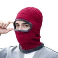 thumbnail image 1 of VISALY Winter Ski Mask for Men Knitted Beanie Full Face Mask Thermal Fleece Lined Balaclava Ski Hat for Cold Weather Stretchy Soft Ear Protection Hats Skull Cap Warm Cycling Windproof Red One Size, 1 of 4