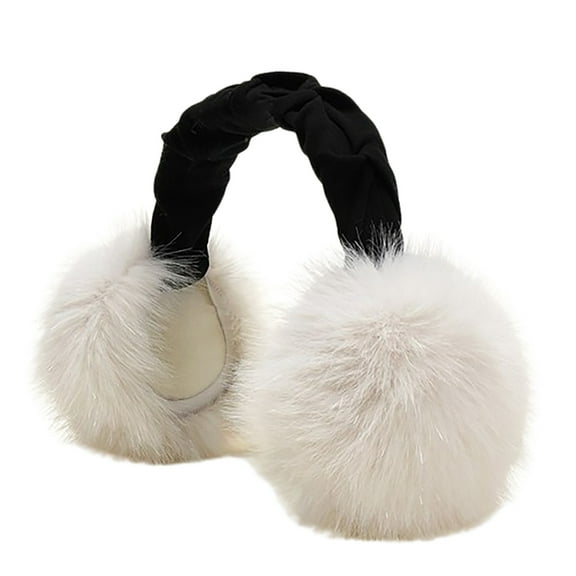 VISALY Winter Warm Earmuffs Cute Plush Ear Warmer with Thick Faux Ear Covers Ear Muffs for Women Winter Warm Ear Covers Cute Outdoor Ear Warmers for Cold Weather Black One Size