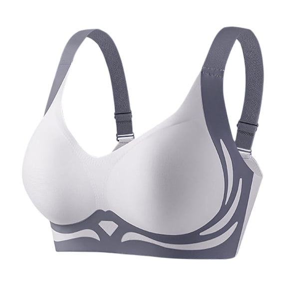 VISALY Wirefree Lift Support Bra: Side Panel Construction, Contoured Cups, Comfort Fit Design, #A Blue,M