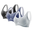 thumbnail image 1 of VISALY Wireless Bras Full Coverage Bras 3Pc Seamless Bras Mesh Cup Soft Bras for Women No Underwire with Support and Lift Plus Size Bras Breathable Bras Everyday Bras for Women Black L, 1 of 8