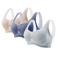 thumbnail image 1 of VISALY Wireless Bras Full Coverage Bras 3Pc Seamless Bras Mesh Cup Soft Bras for Women No Underwire with Support and Lift Plus Size Bras Breathable Bras Everyday Bras for Women Khaki M, 1 of 8
