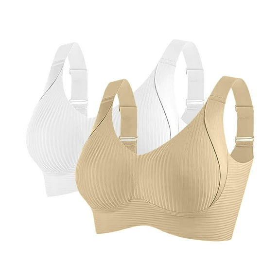 VISALY Wireless Bras Seamless Bra 2 Pc Sports Bras for Women No Underwire Minimizer Bras Full Coverage Bras with Support and Lift Bralette Everyday Bras Breathable Bras for Women F Xxl