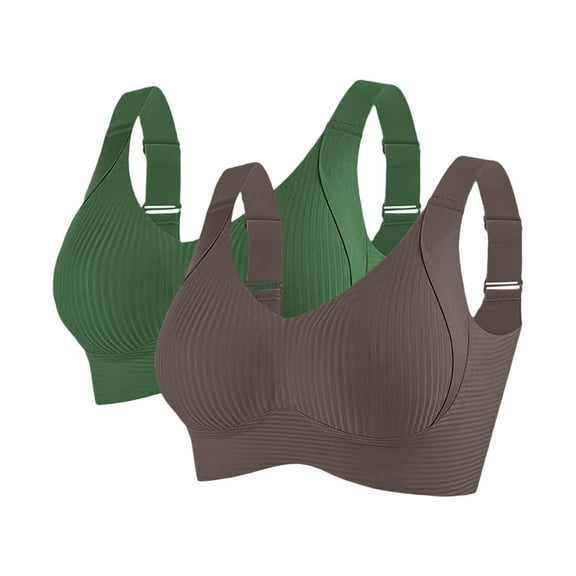 VISALY Wireless Bras Seamless Bra 2 Pc Sports Bras for Women No Underwire Minimizer Bras Full Coverage Bras with Support and Lift Bralette Everyday Bras Breathable Bras for Women L Xl