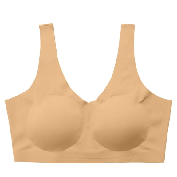 VISALY Wireless Bras for Women Seamless Bras Sports Vest Comfortable Bras Everyday Bras T Shirts Bras Breathable Bras Light Yellow 1Xl