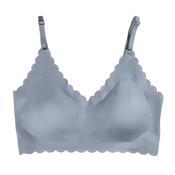 VISALY Wireless Jelly Bras Comfy Support Lift Bras for Women Full Coverage Seamless Push Up Bra No Underwire Everyday Soft Lifting T-Shirt Bra Plus Size Full Coverage No Show Jelly Bras Blue L