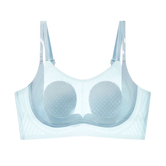VISALY Wireless Seamless Jelly Minimizer Bra for Women Support Full‑Coverage Push Up Bralettes Non‑Padded Breathable Mesh No Underwire Underwear Plus Size Comfort Lifting No Show Bra Light Blue Xxl