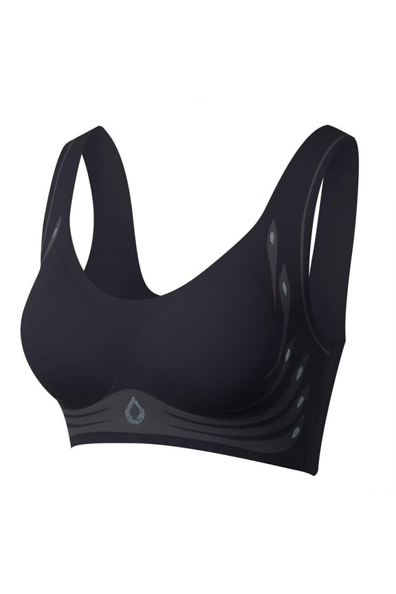 Wireless Support Bra: Contoured Fit, Smoothing Fabric, Full Coverage Design for Comfort, Black,XXL