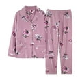 thumbnail image 1 of VISALY Women 2 Piece Lounge Set Floral Printed Sets Pajama Sets Long Sleeve Shirts Button Down Pajamas Loose Pants Matching Set Cooling Nightwear Soft Sleepwear Purple Xl, 1 of 2