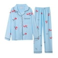 thumbnail image 1 of VISALY Women 2 Piece Lounge Set Floral Printed Sets Pajama Sets Long Sleeve Shirts Button Down Pajamas Loose Pants Matching Set Cooling Nightwear Soft Sleepwear Blue L, 1 of 2