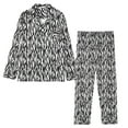 thumbnail image 1 of VISALY Women Pajama Sets Button Down Pajamas Printed Lounge Set Long Sleeve Shirts Lightweight Sleepwear Home Clothes Wide Leg Pants Matching Pajama Set Soft Nightwear Dark Grey L, 1 of 3