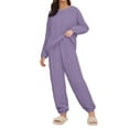 thumbnail image 1 of VISALY Women Pajama Sets Fleece Fluffy Set Comfortable Pullover Long Sleeve Tops Sleep Pants Loungewear Set Ribbed Pjs Warm Sleepwear Home Wear Winter Pajama Purple 3Xl, 1 of 4