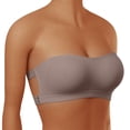 thumbnail image 1 of VISALY Women Plus Size Strapless Bandeau Bra Anti Slip Strapless Crisscross Back Bralettes Side Hook Closure Tube Bra Non Slip Cross Back Padded Seamless Seamless Stretch Wrap Tube Brassiere Khaki S, 1 of 7