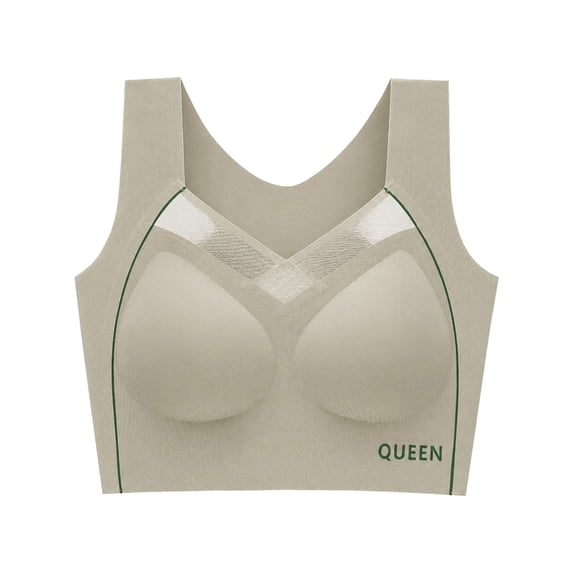 VISALY Women Seamless Wirefree Lifting Shaping Posture Corrector Bras Soft Padded Full Coverage T-Shirt Bra for Senior Comfy No Underwire Pull On Support High Impact Yoga Workout Bralette Green M