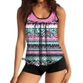 thumbnail image 1 of VISALY Women Two Piece Tankini Swimsuit Tankini Modest Swimwear Conservative Bathing Suit Flowy Swim Top with Tummy Control Boy Shorts Tummy Control Bathing Suit with Boyshort Bottoms Pink S, 1 of 7