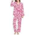 thumbnail image 1 of VISALY Women Valentine's Day Pajamas Set Bow Printed Button Down Sleepwear Lounge Set Nightwear Breathable Pajama Sets Pretty Pajamas Comfortable Pjs Set Comfortable Pajamas Fall Pjs Women Red M, 1 of 4
