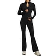 thumbnail image 1 of VISALY Women's 2 Piece Tracksuit Sets Long Sleeve Zipper Jacket with Athletic High Waist Flare Long Leggings Slim Fit Casual Sport Workout Outfit Athleisure Tracksuit Jogger Loungewear Set Black M, 1 of 9