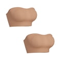 thumbnail image 1 of VISALY Women's 2Pack Strapless Bandeau Bralette Summer Strapless Padded Wireless Supportive Seamless Tube Top Bra Anti-Slip Plus Size Seamless Wireless Padded Bra Stretch Sleep Tube Top Beige L, 1 of 8