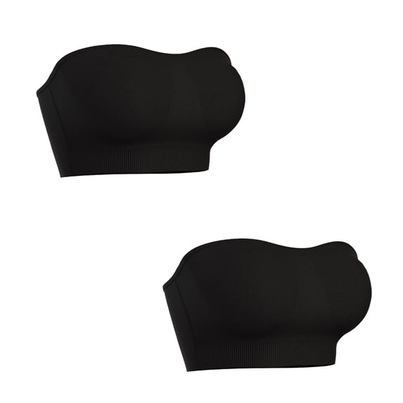 VISALY Women's 2Pack Strapless Bandeau Bralette Summer Strapless Padded Wireless Supportive Seamless Tube Top Bra Anti-Slip Plus Size Seamless Wireless Padded Bra Stretch Sleep Tube Top Black Xs