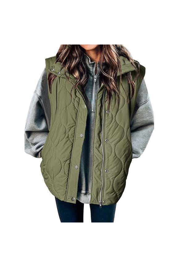 Women's Button Down Zip Up Jacket Vest Cropped Puffer Vest Women Lightweight Quilted Stand Collar Sleeveless Jackets Fall Winter Coat Jn S