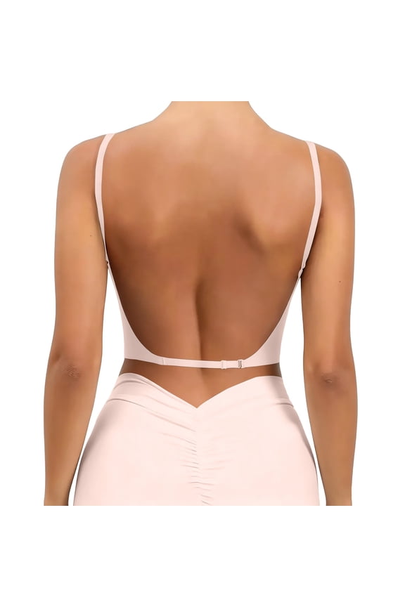 Women's Deep V Push Up Bra Plunge Longline No Underwire Seamless Wireless Convertible Strap Bra Full Coverage Sports Workout Bra Lightweight Stretchy Full Support T-Shirt Bras Pink M