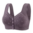 thumbnail image 1 of VISALY Women's Front Closure Wireless Bras Floral Print Bras Lounge Bras Sleep Bras for Women Everyday Bras Wireless Front Close Bra Full Coverage Bralette Comfy Bras Plus Size Bras Purple 46, 1 of 8