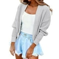 thumbnail image 1 of VISALY Women's Knitted Open Front Cropped Cardigan Long Sleeve Casual Drop Shoulder Short Sweater Coats Soft Comfortable Outwear Fall Outfits Light Ashy 3Xl, 1 of 9