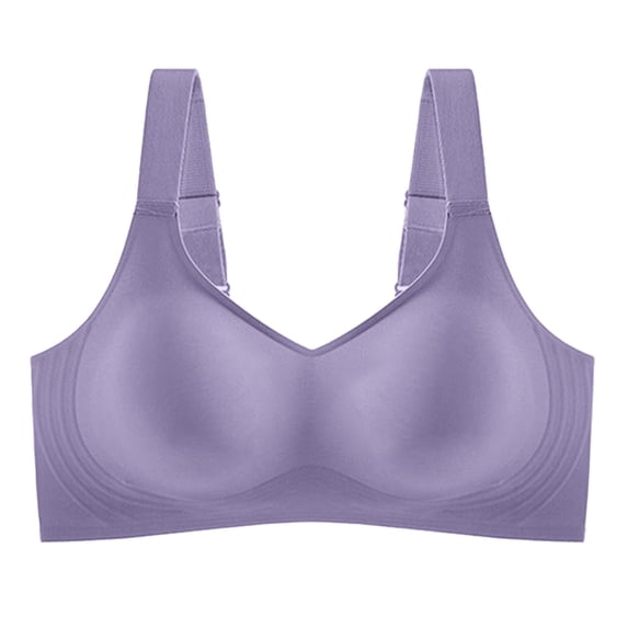 VISALY Women's Lift Bust Shaping Jelly Bra Plus Size Seamless Push Up Bralette Soft Comfortable Wireless Full Coverage Supportive Sleep T-Shirt Brassiere Full Support Minimizer Bra Purple 4Xl