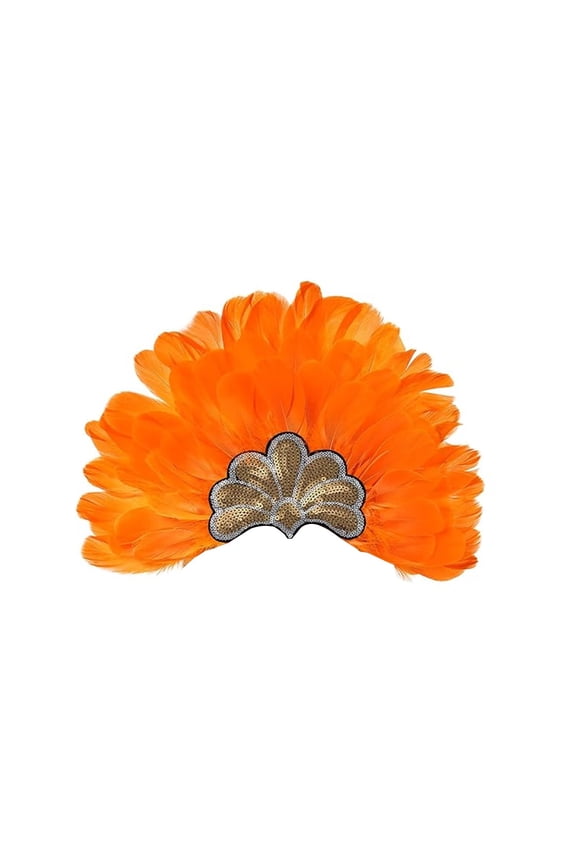 Women's Oversized Feather Headpiece Sparkly Festival Hair Clips Feather Hair Accessory Trendy Heardband Fashionable Dress-Up Headwear for Stage Performance Head Wear Orange One Size