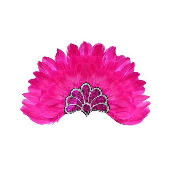 VISALY Women's Oversized Feather Headpiece Sparkly Festival Hair Clips Feather Hair Accessory Trendy Heardband Fashionable Dress-Up Headwear for Stage Performance Head Wear Hot Pink One Size