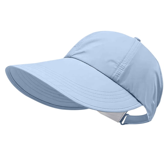 VISALY Women's Ponytail Sun Hat Wide Brim Quick Dry Uv Protection Baseball Cap Lightweight Adjustable Sport Visor Hat Golf Running Fishing Beach Outdoor Sun Hat Wide Brim Uv Visor Hat Sky Blue A