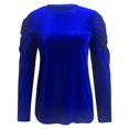 thumbnail image 1 of VISALY Women's Puff Long Sleeve Velvet Tops Base Layers Crewneck Blouses Stretchy Slimming Shirts Trendy Dressy Casual Blouses Elegant Office Shirts Fall Classy Work Holiday Party Outfit Blue M, 1 of 9