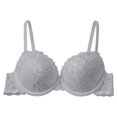 thumbnail image 1 of VISALY Women's Push Up Lace Bra Comfort Padded Underwire Bra Full Coverage Lift Up Minimizer T-Shirt Bralettes Comfy Plus Size Floral Lace Padded Support Lifting Bust Shaping Underwear Grey 75B, 1 of 2