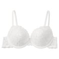 thumbnail image 1 of VISALY Women's Push Up Lace Bra Comfort Padded Underwire Bra Full Coverage Lift Up Minimizer T-Shirt Bralettes Comfy Plus Size Floral Lace Padded Support Lifting Bust Shaping Underwear White 85B, 1 of 2
