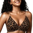 thumbnail image 1 of VISALY Women's Seamless Wireless Plunge Bra Front Closure with Metal Racerback Full Support Comfort Bralette Deep V Neck Racerback Wireless Push Up Bralettes Comfy No Underwire Bra Coffee S, 1 of 5