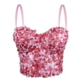 thumbnail image 1 of VISALY Women's Sparkly Sequin Bustier Crop Top Shiny Sequin Push Up Club Party Corset Top&nbsp;Glitter Camisole Tank Top Spaghetti Strap Top Tight Fitting Tank Top Trendy Sleeveless Tube Tops Pink Xl, 1 of 5