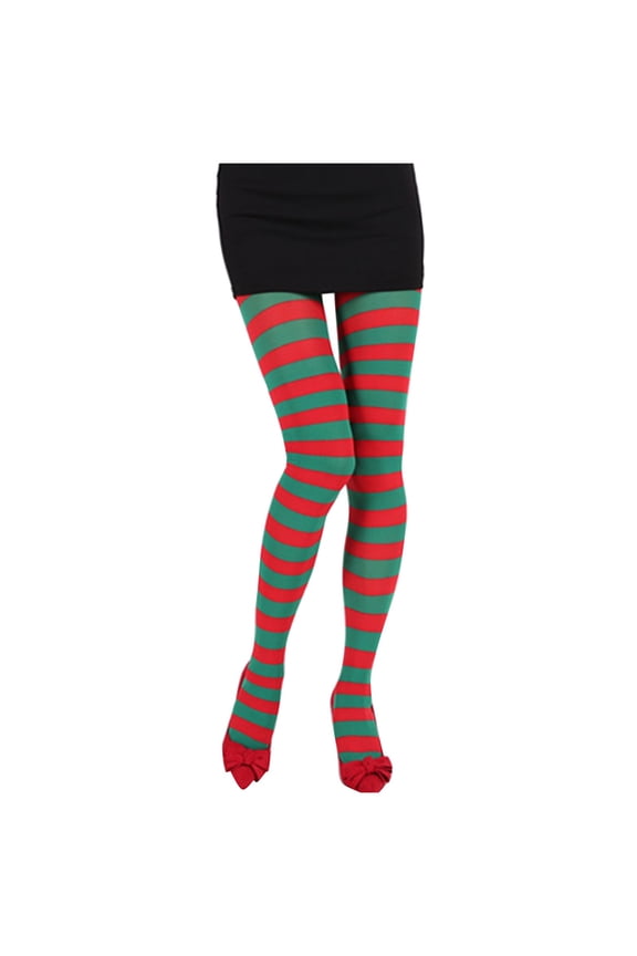 Women's Striped Tights Pantyhose Christmas Pantyhose Striped Tights Fun Tights Opaque Tights Wide Stripe Stretch Pantyhose Retro Striped Full Length Tights Striped Leggings Green Kone Size