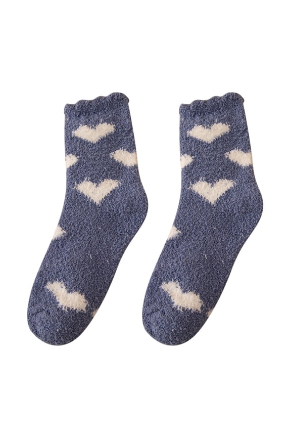 Women's Valentines Socks Warm Fuzzy Heart Coral Fleece Socks Cute Ankle Crew Socks Heart Casual Athletic Running Socks Fluffy Slipper Comfy Thermal Cozy Plush Sleep Home Sock A One Size