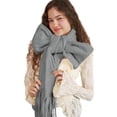 thumbnail image 1 of VISALY Women's Winter Warm Scarf Pure Color Fashion Long Shawls Wraps Warm Winter Oversized Wrap Shawl Thick Scarves Blanket for Cold Weather Basic Scarf Accessory for Office Wear Daily Grey One Size, 1 of 3